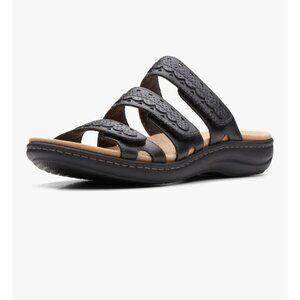 Clarks Laurieann Cove Flat Black Adjustable Strap Sandals Womens Size 7 1/2 M